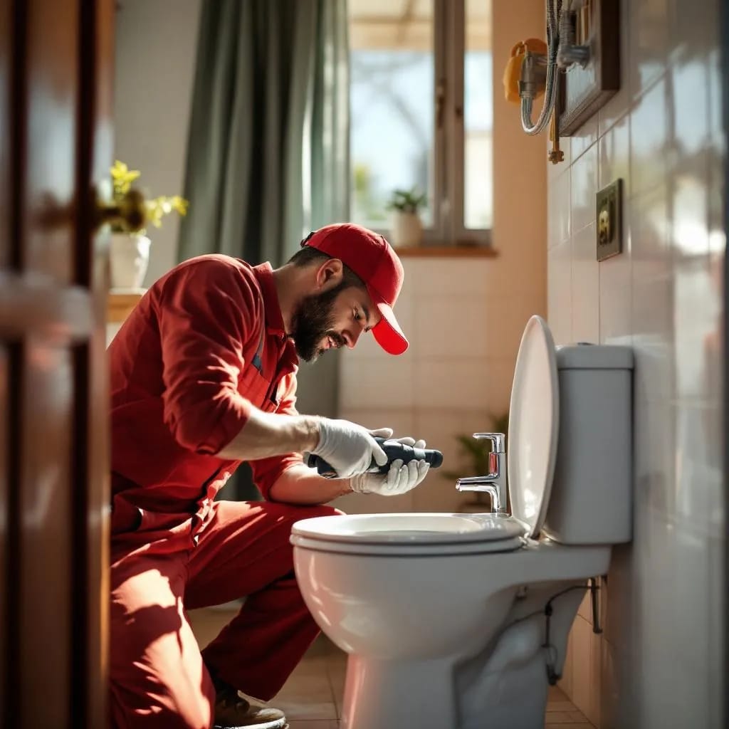 911 Drain and Plumbing connecting a concealed cistern to a new dual-flush toilet during a full installation in Pretoria East.
