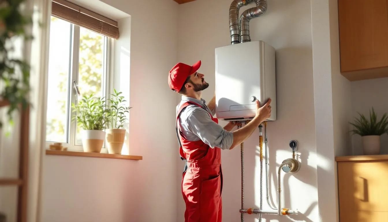 Pretoria East-based geyser plumber from 911 Drain and Plumbing repairing a leaking geyser thermostat with tools in hand.