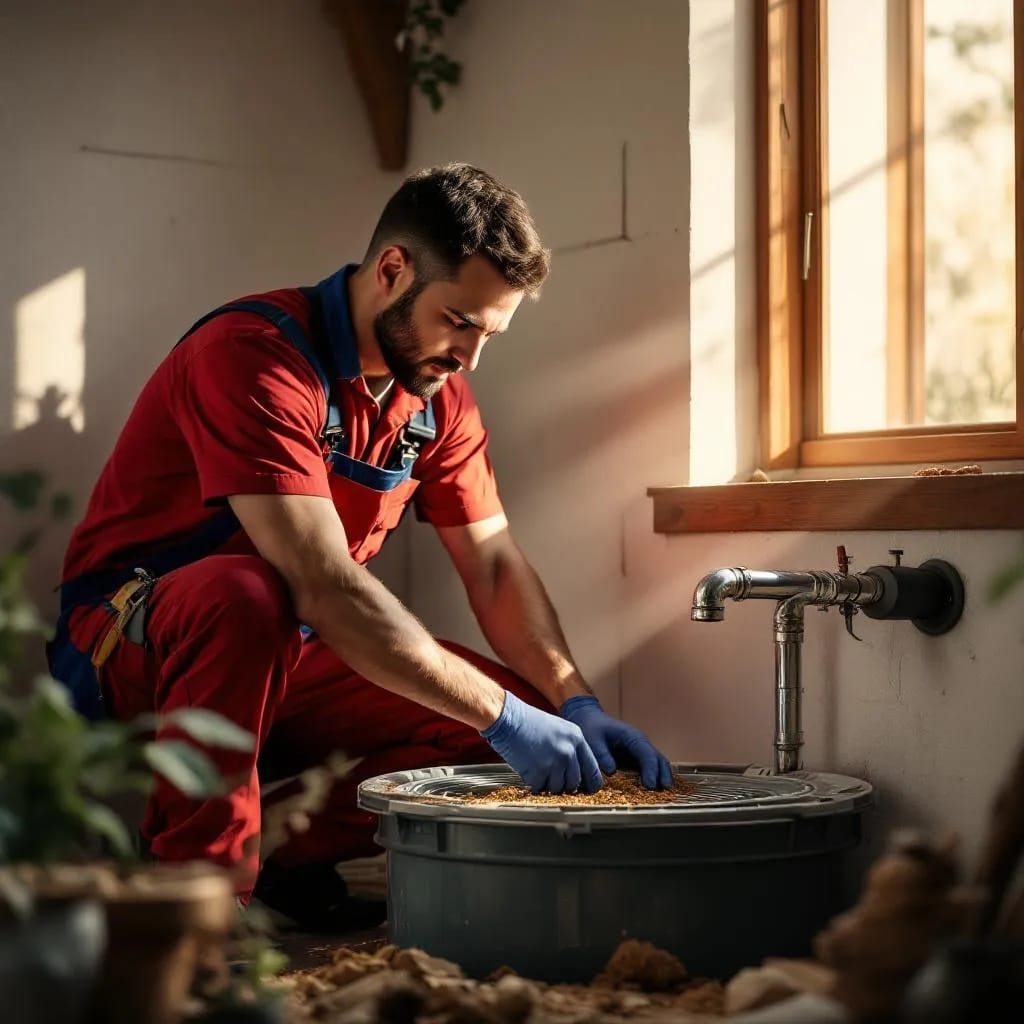 911 Drain and Plumbing technician using a pump truck to empty a full septic tank in Pretoria East—septic tanks pretoria east service.