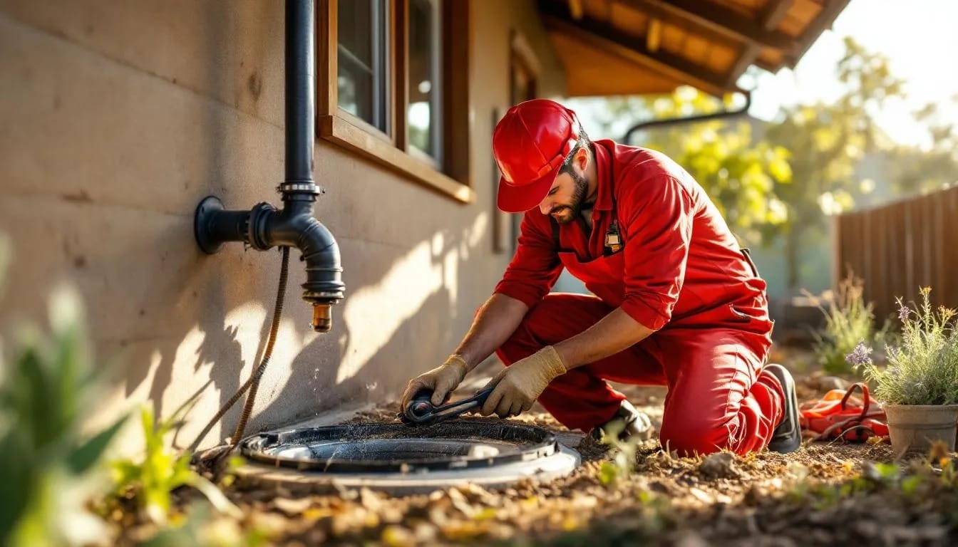 911 Drain and Plumbing team installing a new underground septic tank system at a residential property in Pretoria East.