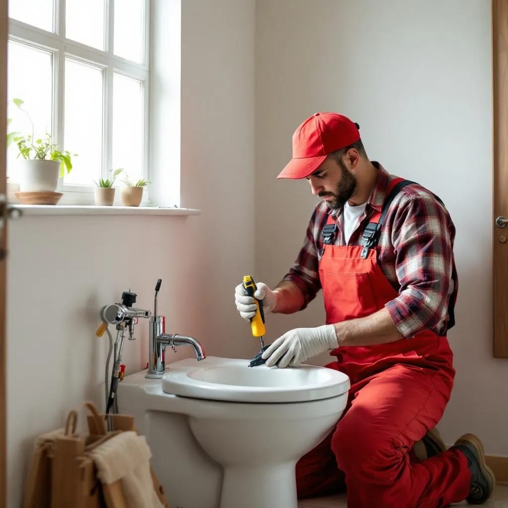 Pretoria East plumber from 911 Drain and Plumbing installing a wall-hung toilet with clean modern finish and concealed piping.